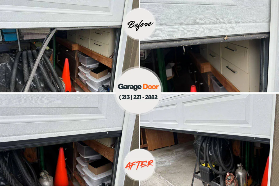 Before and after: garage door repair Stony Brook University, NY